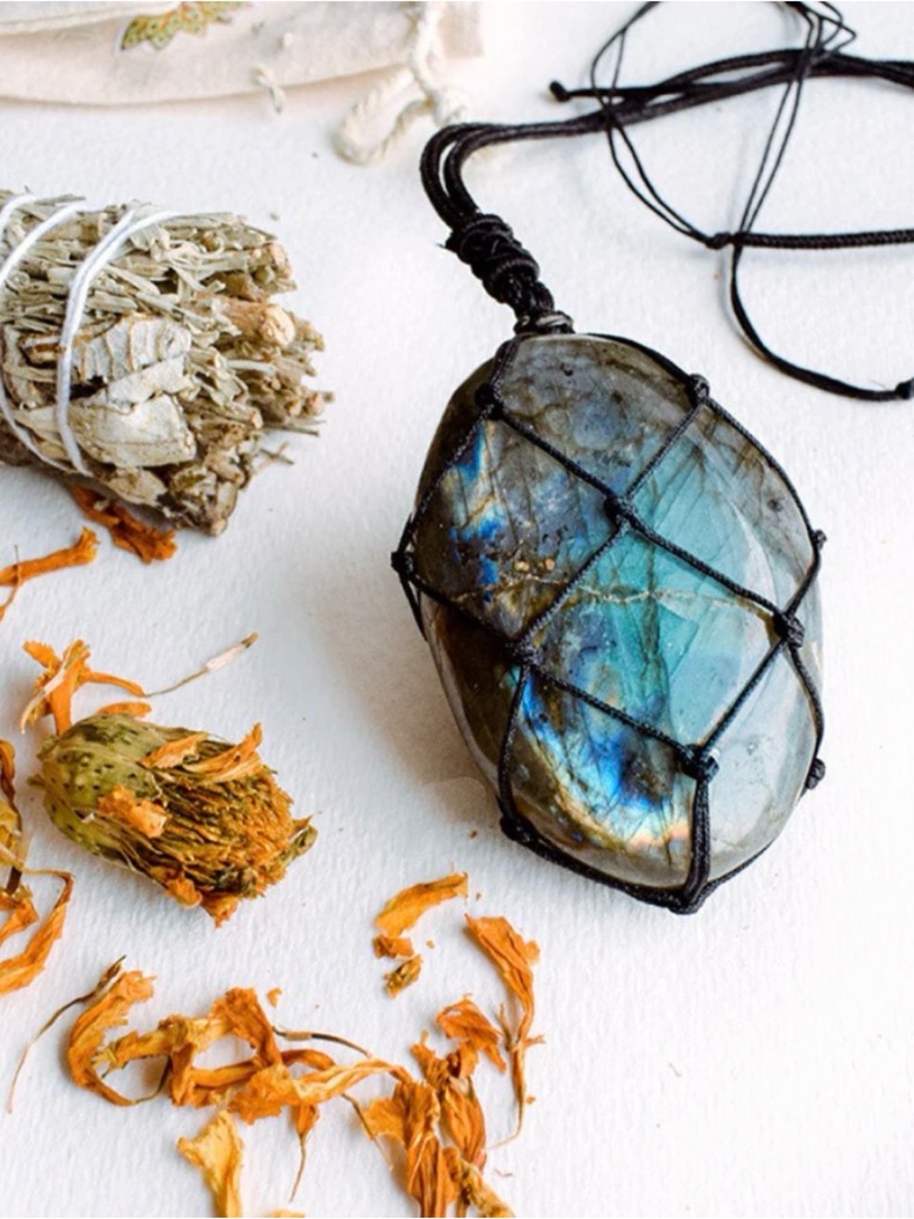 Dragon's Heart Labradorite Necklace - Iridescent Pendant
